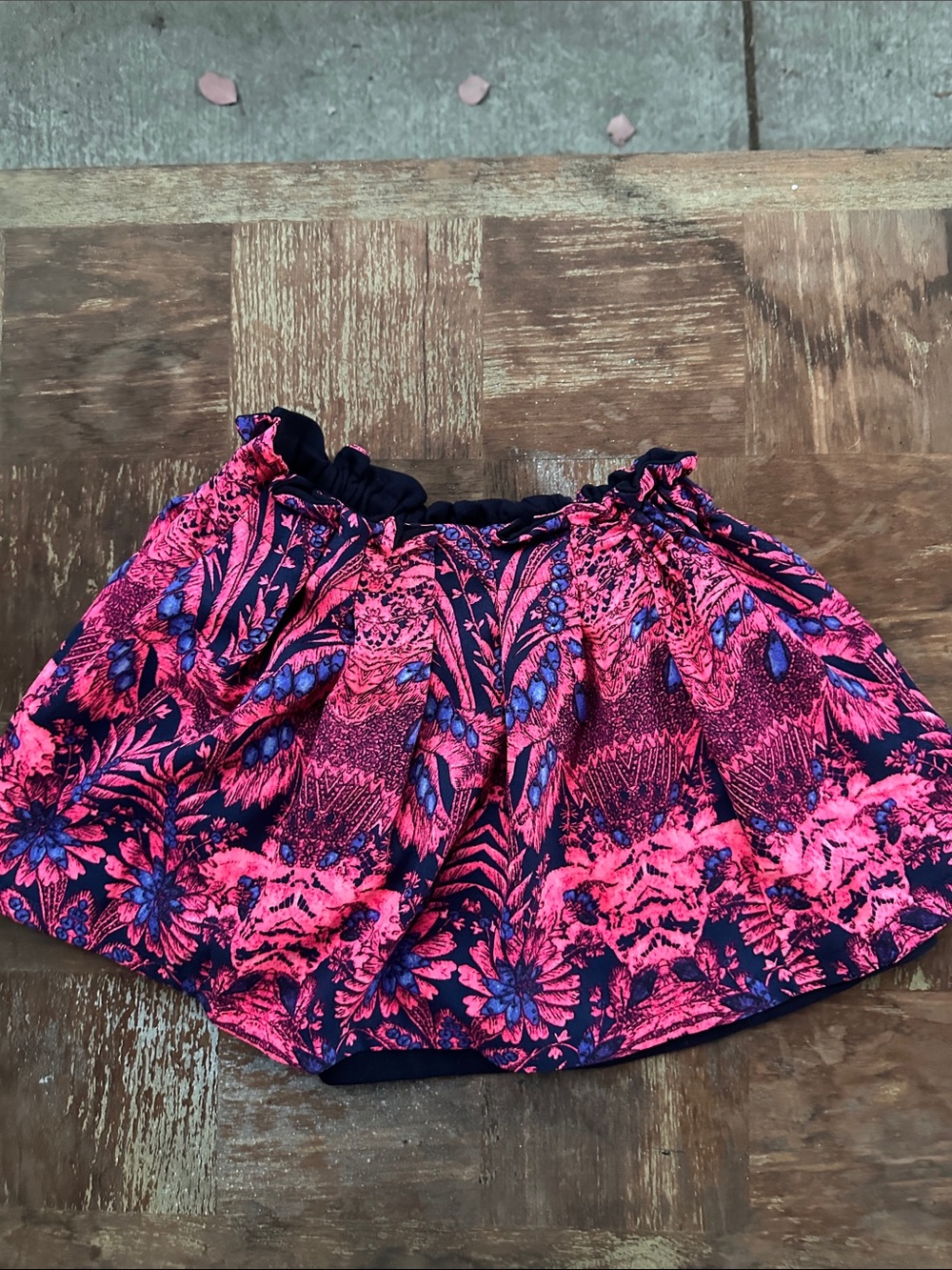Pink and Navy Floral Culottes with Stretchy Elastic Waistband